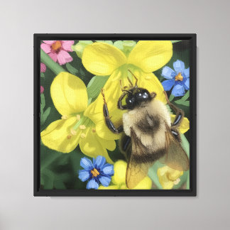 Lienzo Abeja en flor amarilla