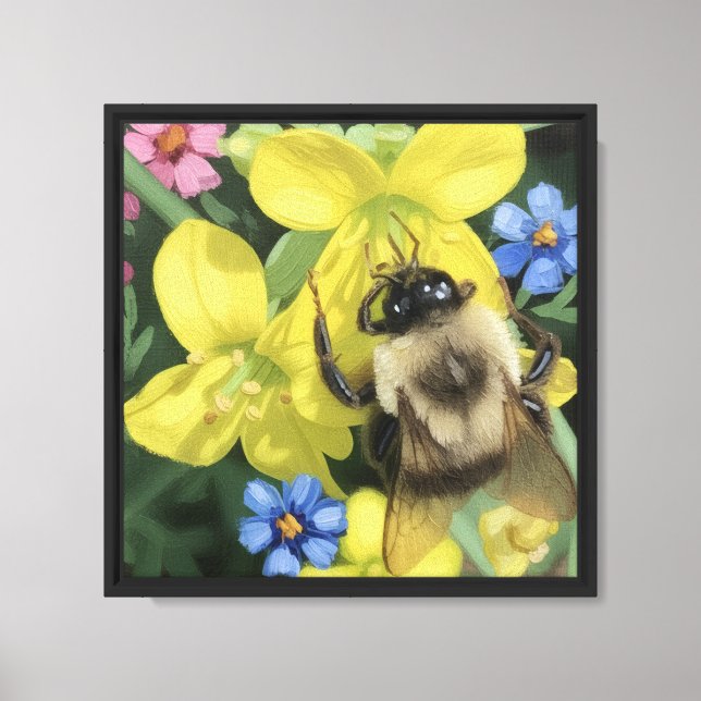 Lienzo Abeja en flor amarilla (Anverso)