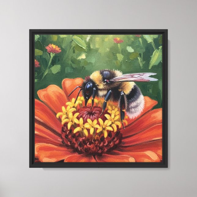 Lienzo Abeja en flor naranja (Anverso)