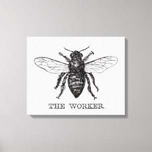 Lienzo Abeja Obrera Miel Abejorro Negro