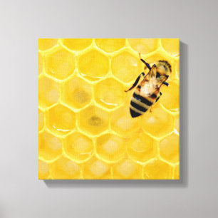 Lienzo abeja y abeja