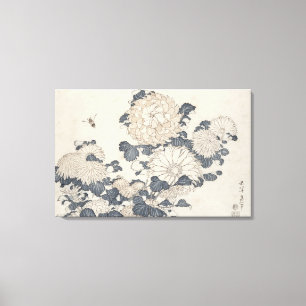 Lienzo Abeja y crisantemos