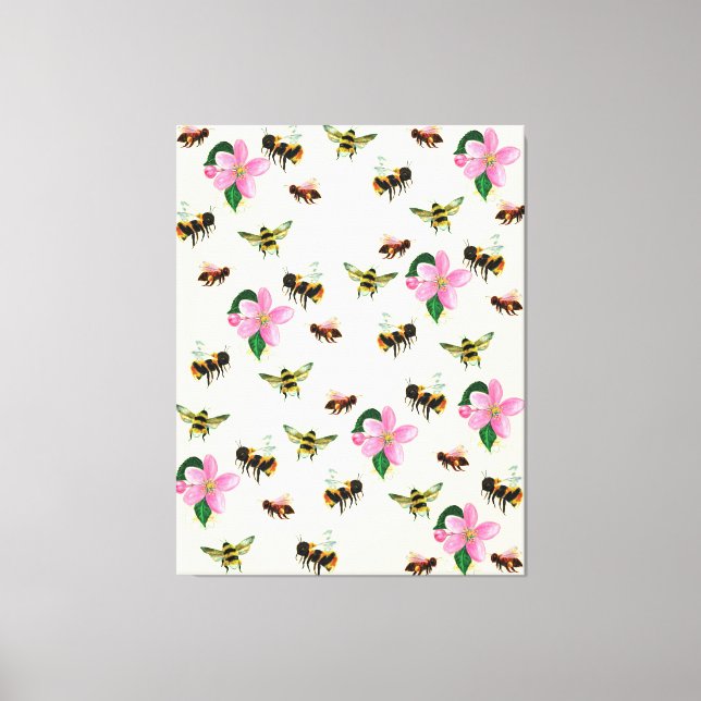 Lienzo Abejas y abejorros y flores de fruta (Anverso)