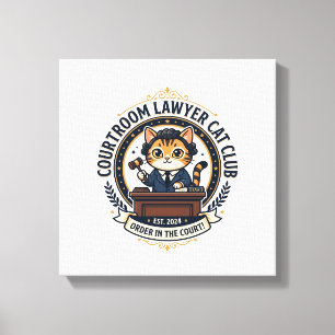 Lienzo Abogado de sala de justicia gato divertido diseño