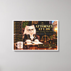 Lienzo Abogado Gato Persa Blanco Elegante Legal