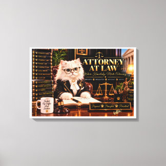 Lienzo Abogado Gato Persa Blanco | Elegante Legal 