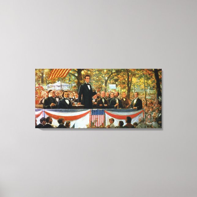Lienzo Abraham Lincoln y Stephen A. Douglas (Anverso)