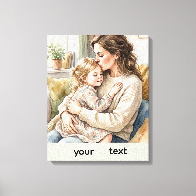 Lienzo Abrazo personalizado de madre e hija (Anverso)