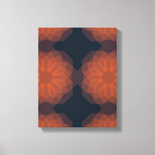 Lienzo abstracción de flor geométrica moderna y naranja