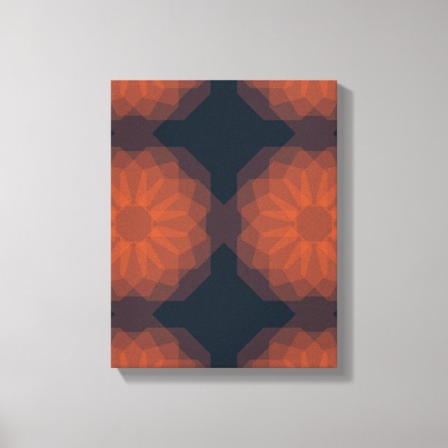 Lienzo abstracción de flor geométrica moderna y naranja (Anverso)