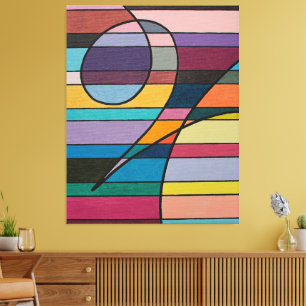 Lienzo Abstracción geométrica con franjas y curvas audace