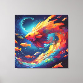Lienzo Abstract art with fish in space