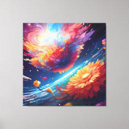 Lienzo Abstract art with flowers in space