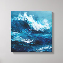 Lienzo Abstract Blue Ocean Wave Impasto Canvas Art