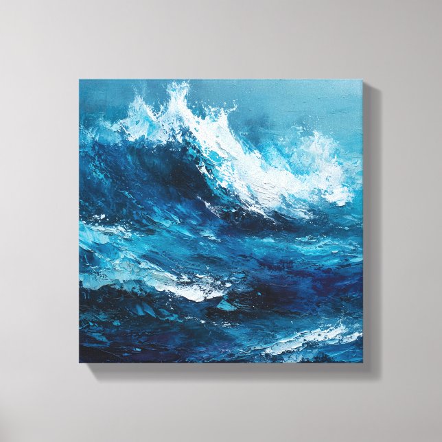 Lienzo Abstract Blue Ocean Wave Impasto Canvas Art (Anverso)