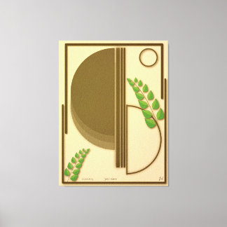 Lienzo Abstract Boho Geometric Arch & Leaves Beige Textur