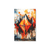 Abstract Fiery Diamond & Shadow Geometric Canvas 