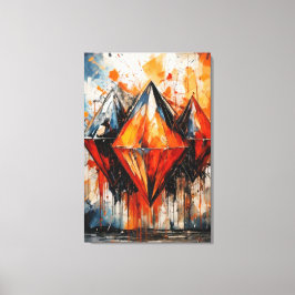 Lienzo Abstract Fiery Diamond & Shadow Geometric Canvas 