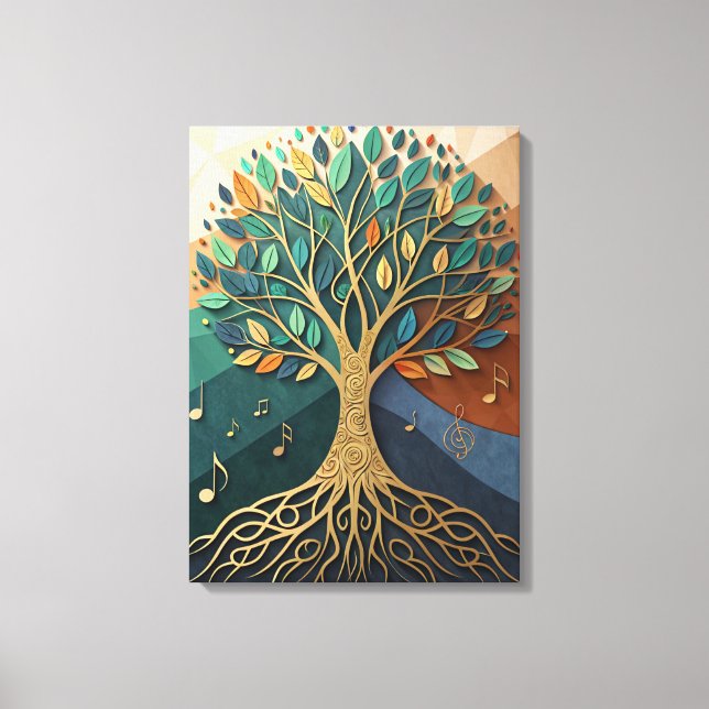 Lienzo Abstract Nature Symphony Tree of Music Canvas Wall (Anverso)