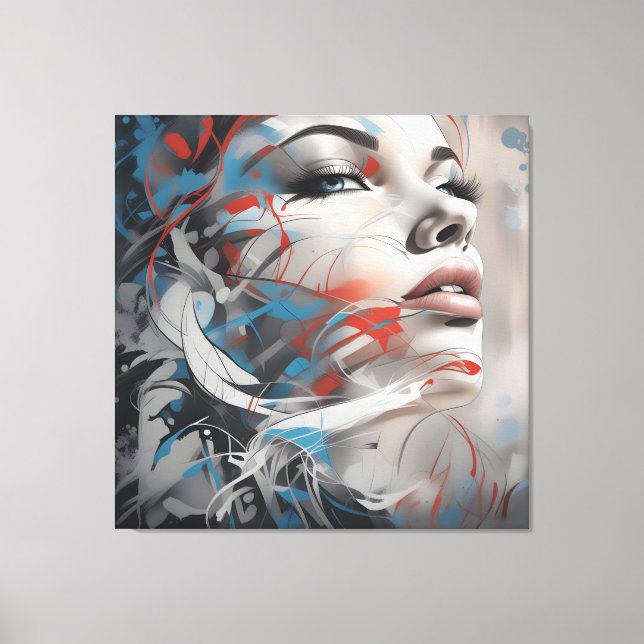 Lienzo Abstract painting beautiful woman face (Anverso)