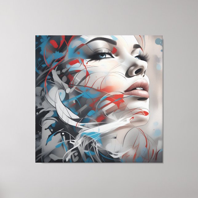 Lienzo Abstract painting beautiful woman face (Anverso)