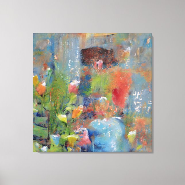 Lienzo Abstract Painting of a Girl picking flowers (Anverso)