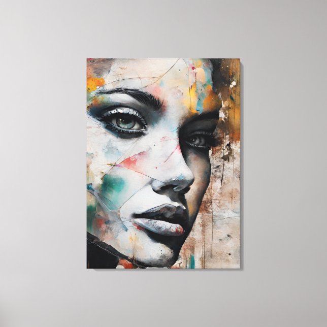 Lienzo Abstract painting woman's face (Anverso)