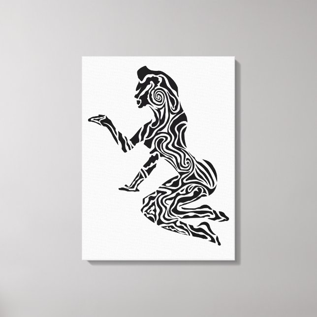 Lienzo Abstract Rearing Horse Art | Modern Black & White  (Anverso)