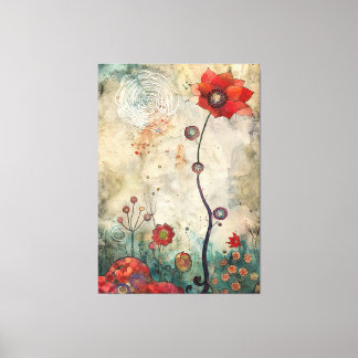 Lienzo Abstract Red Poppy Wall Art Home and Office Print 
