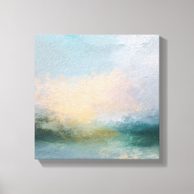 Lienzo Abstract Textured Canvas Art | Ethereal Teal,Peach (Anverso)