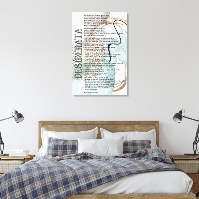 Lienzo Abstracto Azul Rosa Oro Desiderata de Max Ehrman  (Insitu(Dormitorio))