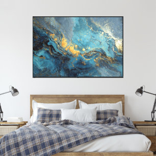 Lienzo abstracto azul y blanco – decoración del ho