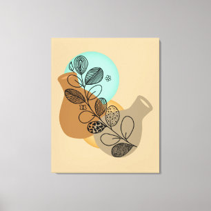 LIENZO ABSTRACTO BOHEMIANO MINIMALISTA DE HOJA NEGRA