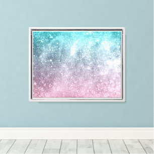 Lienzo abstracto de galaxia acuática azul rosa oscura