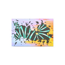 Lienzo abstracto de turquesa y puesta de sol