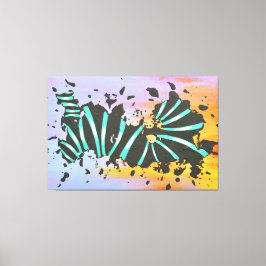 Lienzo abstracto de turquesa y puesta de sol