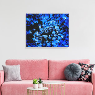Lienzo abstracto de vidrio negro y azul