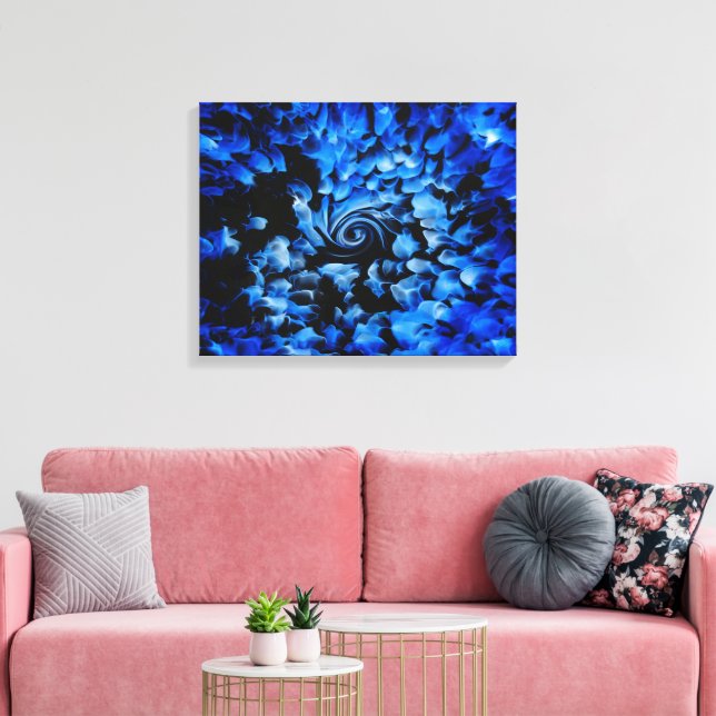 Lienzo abstracto de vidrio negro y azul (Insitu (Sala de estar))