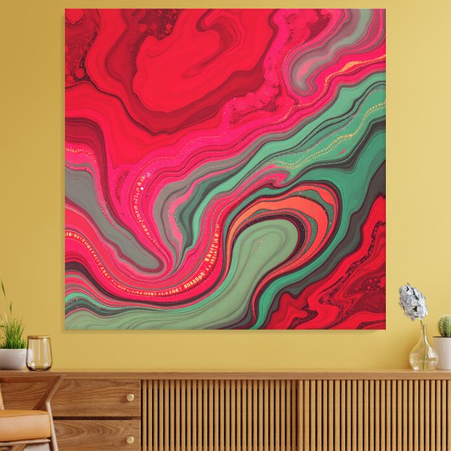 Lienzo abstracto florecido de Navidad con frecuenc (Insitu (Sala de estar))