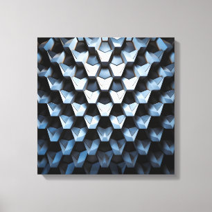 Lienzo Abstracto Futurista Azul Geométrico Metálico
