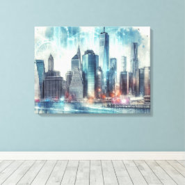 Lienzo Abstracto Futurista de la Ciudad de Nueva York 