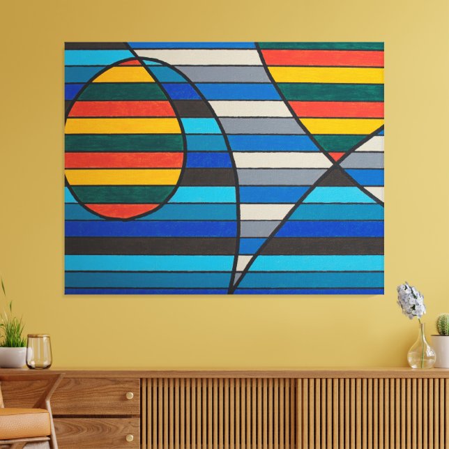 Lienzo Abstracto Geométrico con Franjas y Formas Audaces (Insitu (Sala de estar))