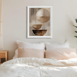 Lienzo Abstracto Geométrico Neutral Beige Marrón Minimali