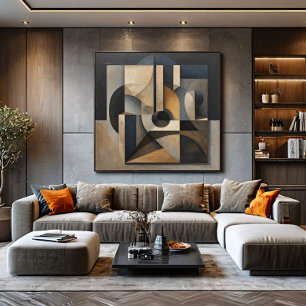 Lienzo Abstracto Geométrico Oscuro