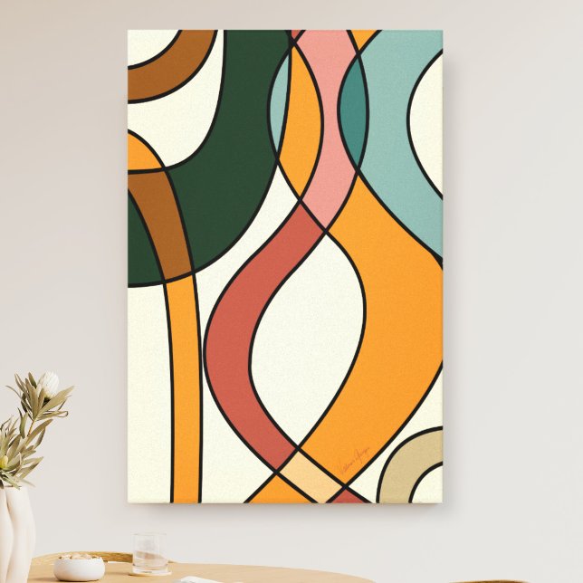 Lienzo Abstracto Moderno de Mitad de Siglo Terroso (Serene Savanna Gentle Abstract Mid-Century Canvas Print)