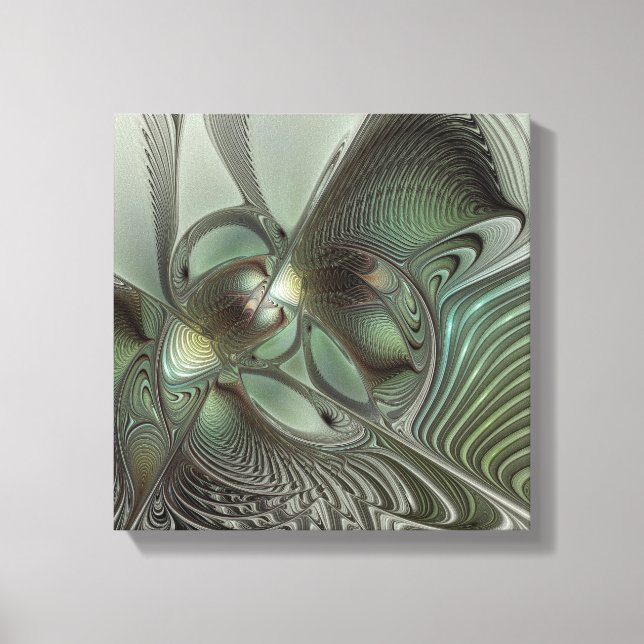 Lienzo Abstracto Olive Sage Green Grey Fractal Art Fantas (Anverso)