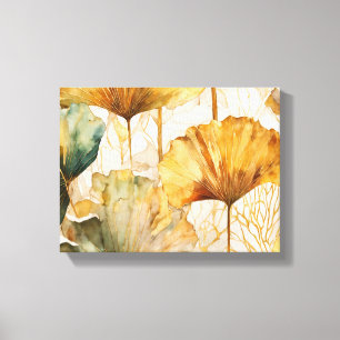 Lienzo Abstracto Watercolor Hojas de Ginkgo