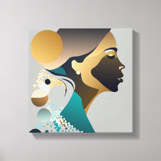 Lienzo Abstrake Eleganz in Blaugrün und gold # 1 (Anverso)