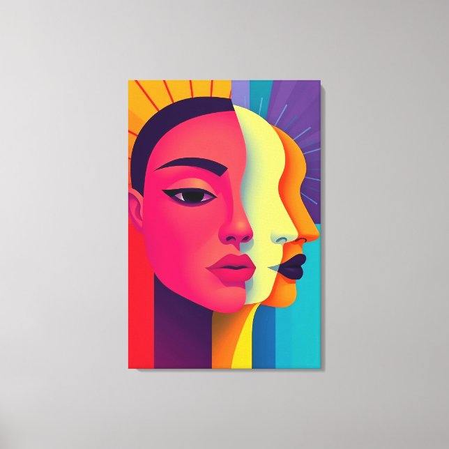 Lienzo Abstrakte Frauen Gesichter (Anverso)