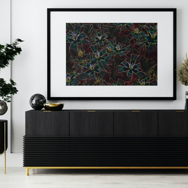 Lienzo Abstrakte Kunst Leinwand, Leuchtende Neonblumen  (Subido por el creador)